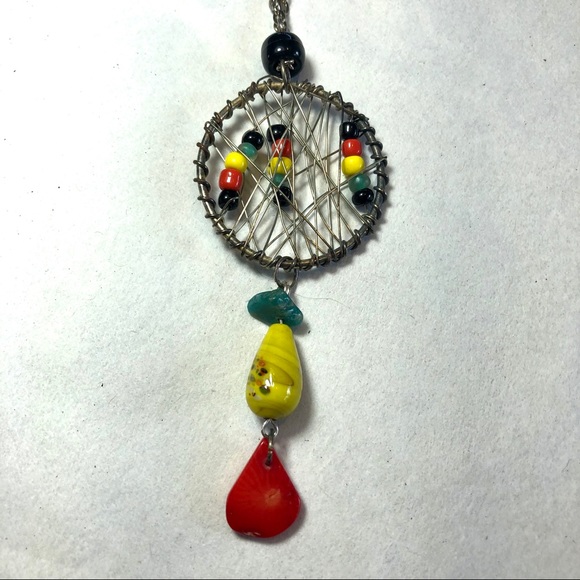 Rasta red, gold, green dangle necklace - Picture 1 of 6